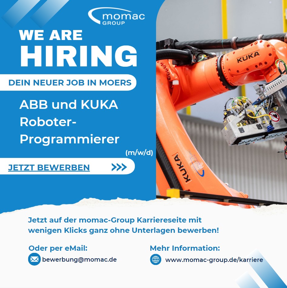 ABB KUKA Roboterprogrammierer Stellenangebot Stellenausschreibung Job 47441 Moers Nordrhein-Westfalen NRW TOPJOB Hiring Roboterprogrammierung