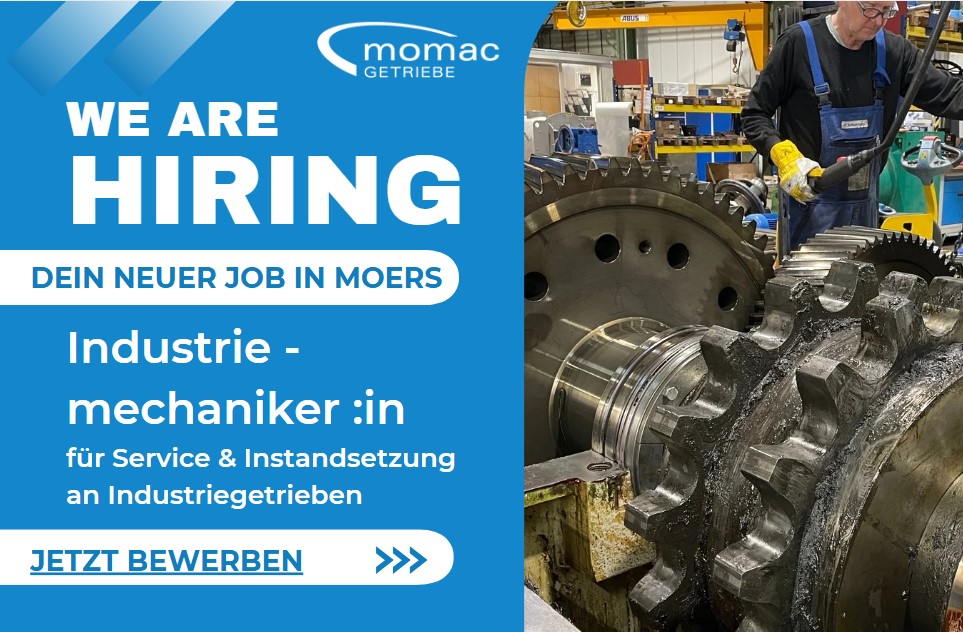 Stellenangebot / Stellenausschreibung für Industriemechaniker / Getriebeschlosser / Instandsetzungsschlosser bei der momac Group in Moers am Niederrhein