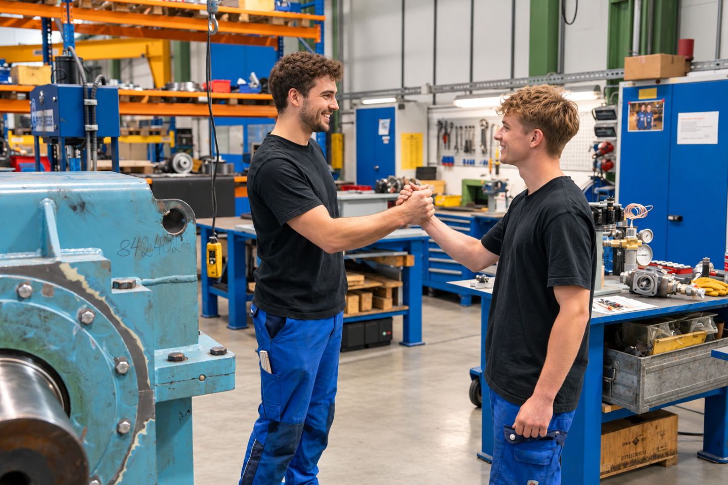 Arbeiten bei der momac in Moers - hier Instandsetzung von Industriegetrieben Arbeiten bei der momac in Moers- Instandsetzung von Industriegetrieben aller Hersteller - junge Mitarbeiter