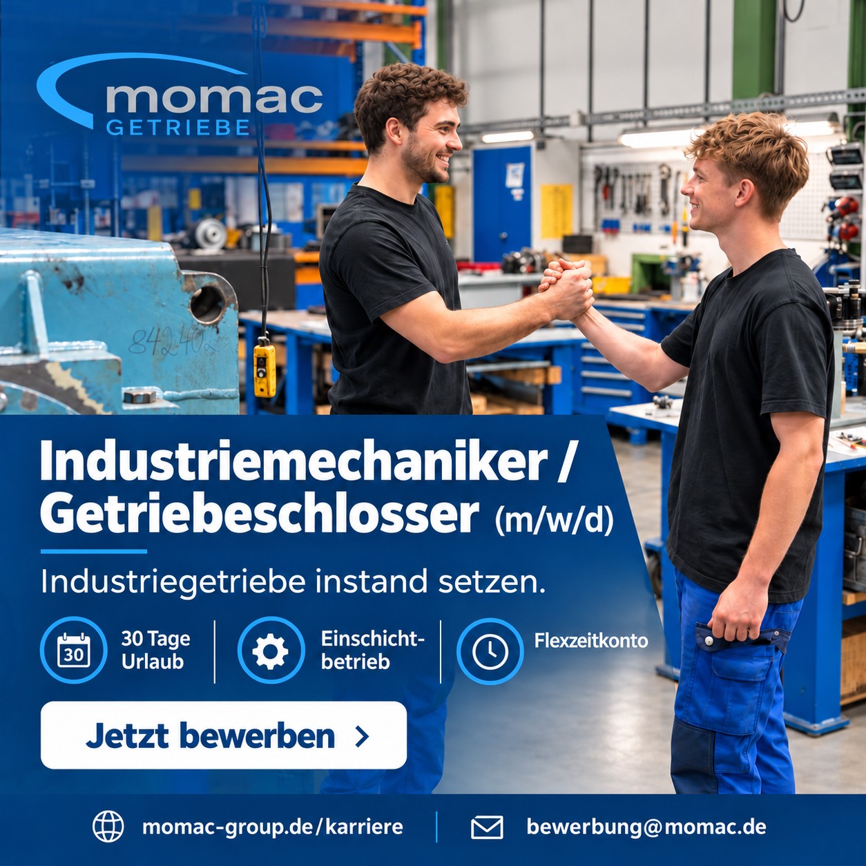 Stellenangebot der momac in Moers für Industriemechaniker - Getriebeschlosser (m/w/d)